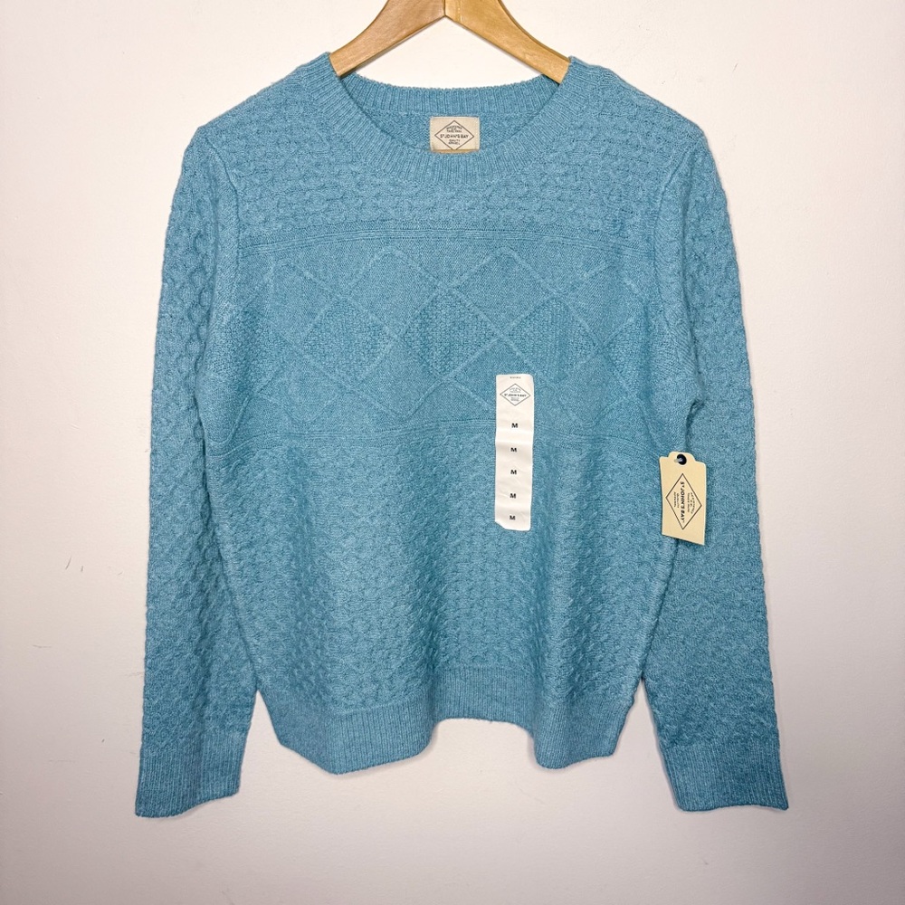 St. John's Bay Topical Blue Cable Knit Crewneck Sweater